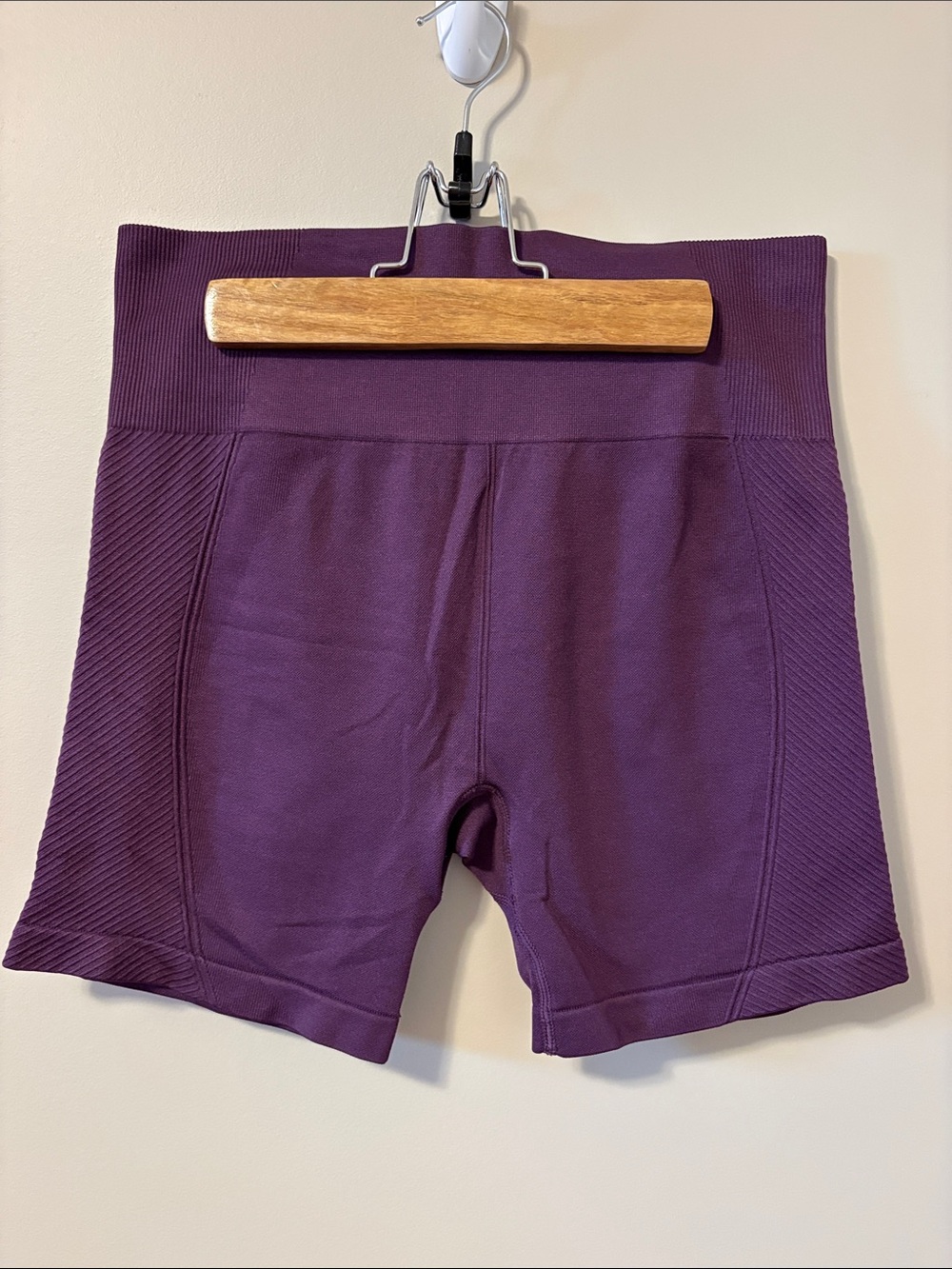 Athletic Works High-Waist Ribbed Purple Women’s Bike Shorts
